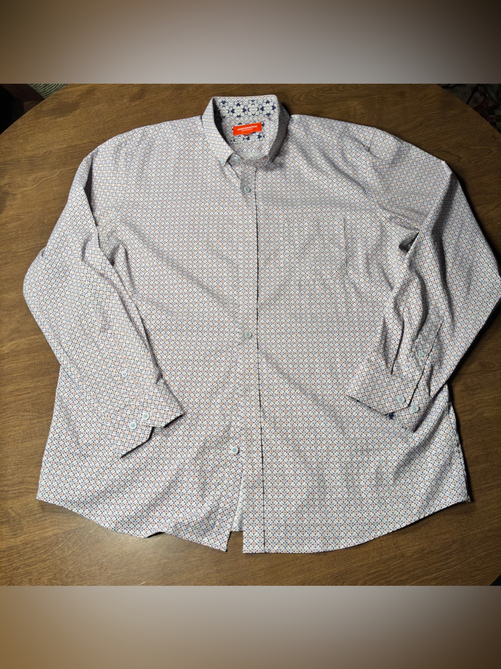 Johnson & Murphy Performance Geometric Stretch Shirt Mens XL Button Up White J&M